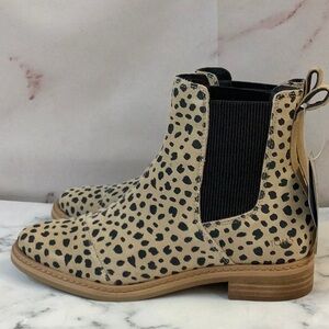 NWT TOMS Ankle Boot Desert Tan Cheetah Suede Women's Size 6.5